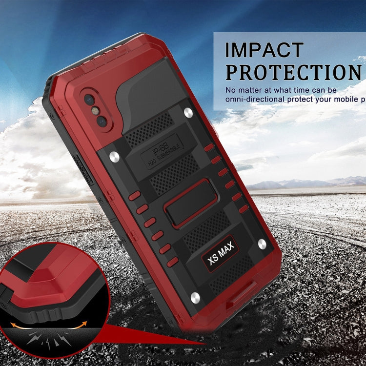 For iPhone XS Max Metal + Silicone Phone Case with Screen Protector(Red) - More iPhone Cases by buy2fix | Online Shopping UK | buy2fix