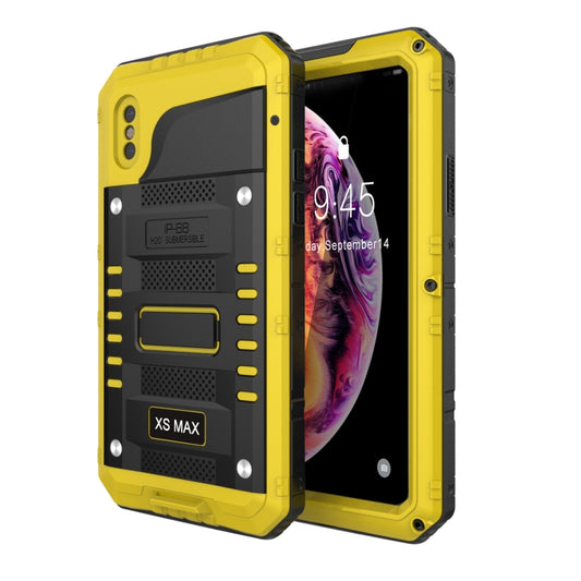 For iPhone XS Max Metal + Silicone Phone Case with Screen Protector(Yellow) - More iPhone Cases by buy2fix | Online Shopping UK | buy2fix