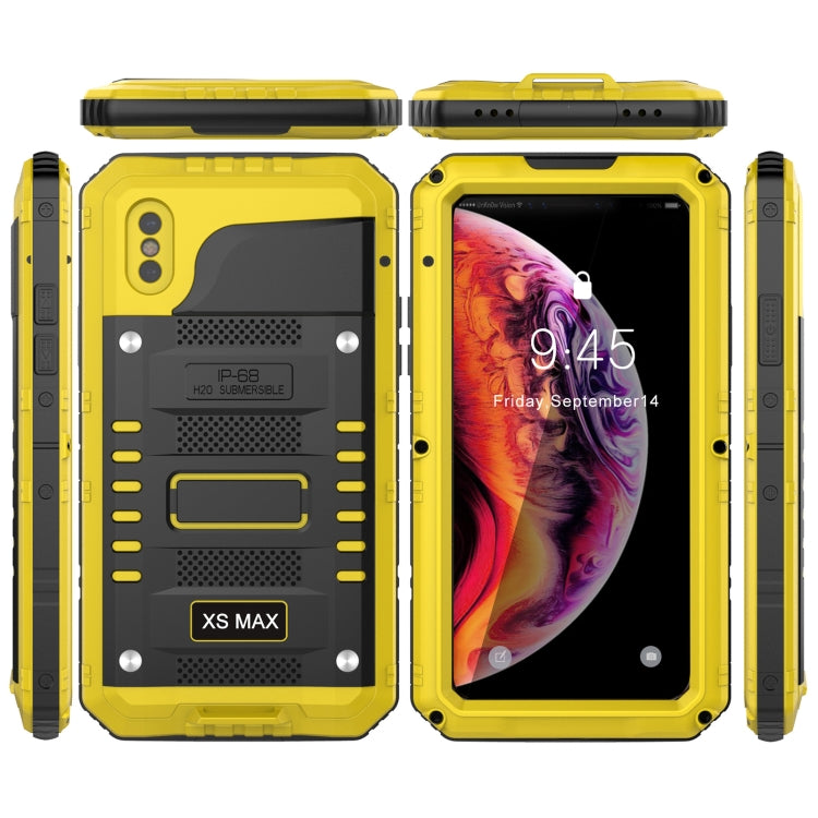 For iPhone XS Max Metal + Silicone Phone Case with Screen Protector(Yellow) - More iPhone Cases by buy2fix | Online Shopping UK | buy2fix