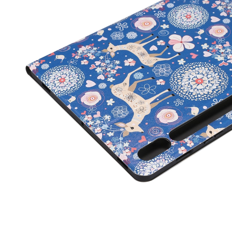 For Samsung Galaxy Tab S8 / Tab S7 Painted Voltage Pen Slot Tablet Smart Case(Blue Elk) by buy2fix