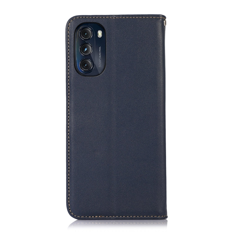 For Motorola Moto G 2022 5G KHAZNEH Nappa Top Layer Cowhide Leather Phone Case(Blue) - Motorola Cases by buy2fix | Online Shopping UK | buy2fix