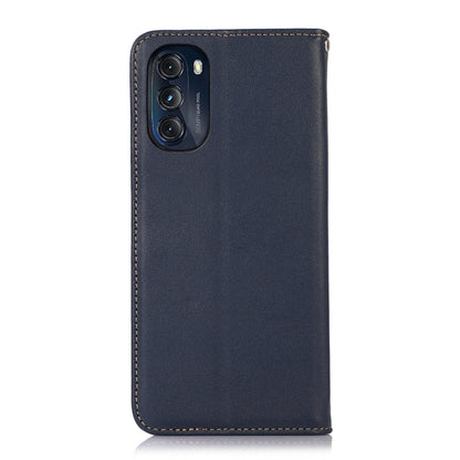 For Motorola Moto G 2022 5G KHAZNEH Nappa Top Layer Cowhide Leather Phone Case(Blue) - Motorola Cases by buy2fix | Online Shopping UK | buy2fix