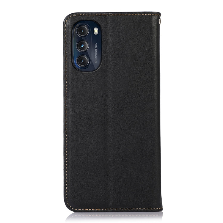 For Motorola Moto G 2022 5G KHAZNEH Nappa Top Layer Cowhide Leather Phone Case(Black) - Motorola Cases by buy2fix | Online Shopping UK | buy2fix