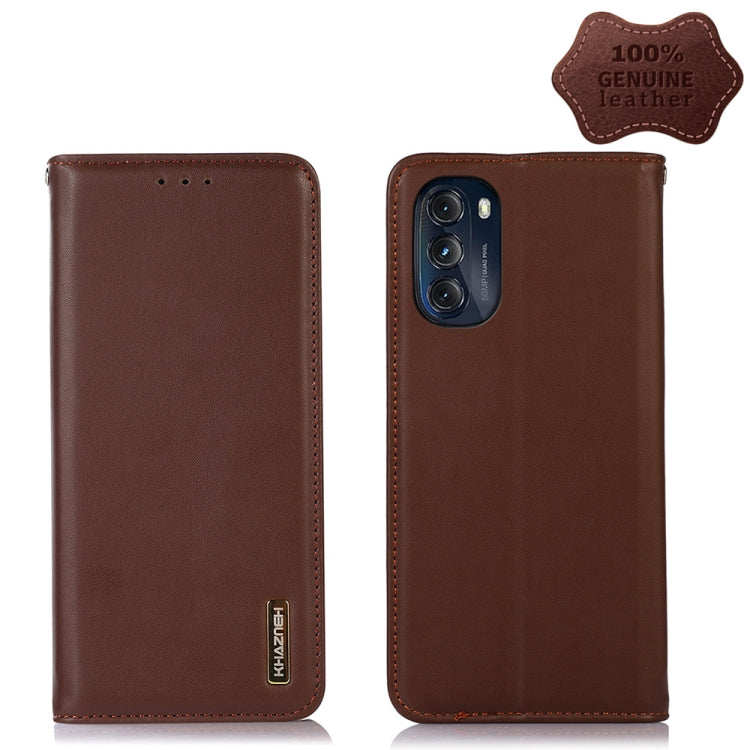 For Motorola Moto G 2022 5G KHAZNEH Nappa Top Layer Cowhide Leather Phone Case(Brown) - Motorola Cases by buy2fix | Online Shopping UK | buy2fix