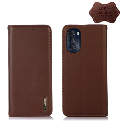 For Motorola Moto G 2022 5G KHAZNEH Nappa Top Layer Cowhide Leather Phone Case(Brown) - Motorola Cases by buy2fix | Online Shopping UK | buy2fix