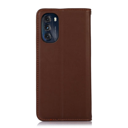 For Motorola Moto G 2022 5G KHAZNEH Nappa Top Layer Cowhide Leather Phone Case(Brown) - Motorola Cases by buy2fix | Online Shopping UK | buy2fix