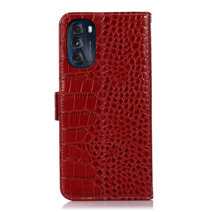 For Motorola Moto G 2022 5G Crocodile Top Layer Cowhide Leather Phone Case(Red) - Motorola Cases by buy2fix | Online Shopping UK | buy2fix
