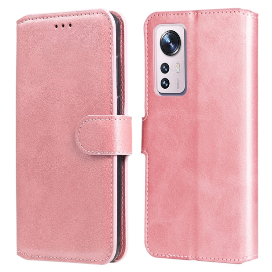 For Xiaomi 12 / 12X Classic Calf Texture Flip Leather Phone Case(Rose Gold)