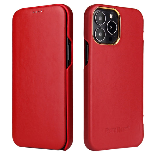 For iPhone 13 mini Fierre Shann Magnetic Genuine Leather Phone Case (Red)