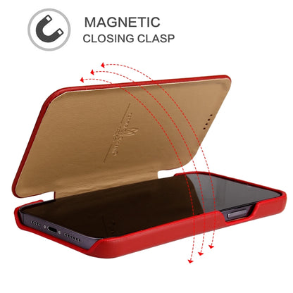For iPhone 13 mini Fierre Shann Magnetic Genuine Leather Phone Case (Red) - iPhone 13 mini Cases by FIERRE SHANN | Online Shopping UK | buy2fix