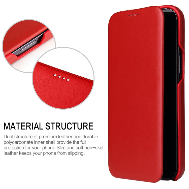 For iPhone 13 Fierre Shann Magnetic Genuine Leather Phone Case(Red) - iPhone 13 Cases by FIERRE SHANN | Online Shopping UK | buy2fix