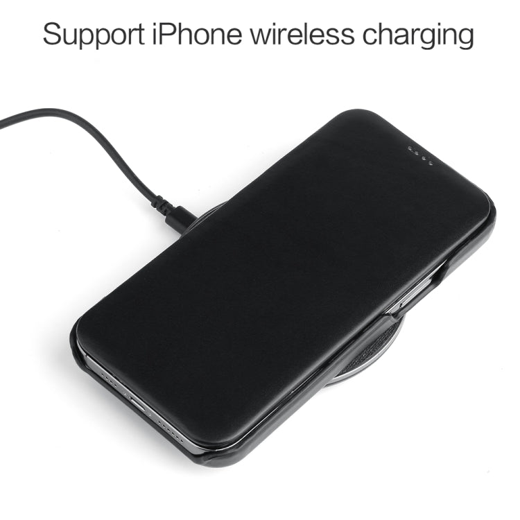 For iPhone 13 Fierre Shann Magnetic Genuine Leather Phone Case(Black) - iPhone 13 Cases by FIERRE SHANN | Online Shopping UK | buy2fix
