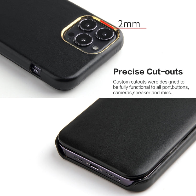 For iPhone 13 Fierre Shann Magnetic Genuine Leather Phone Case(Black) - iPhone 13 Cases by FIERRE SHANN | Online Shopping UK | buy2fix
