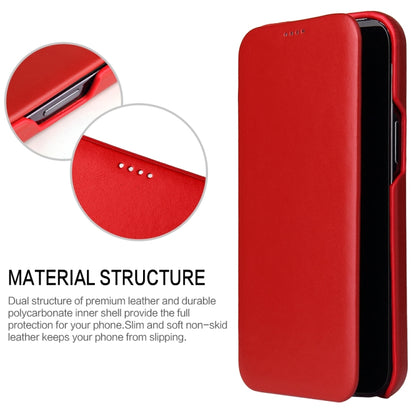 For iPhone 13 Pro Fierre Shann Magnetic Genuine Leather Phone Case (Red) - iPhone 13 Pro Cases by FIERRE SHANN | Online Shopping UK | buy2fix