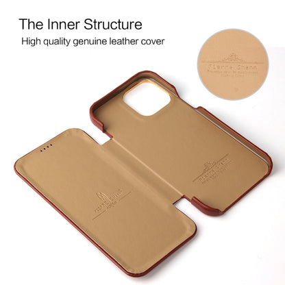 For iPhone 13 Pro Fierre Shann Magnetic Genuine Leather Phone Case (Brown) - iPhone 13 Pro Cases by FIERRE SHANN | Online Shopping UK | buy2fix