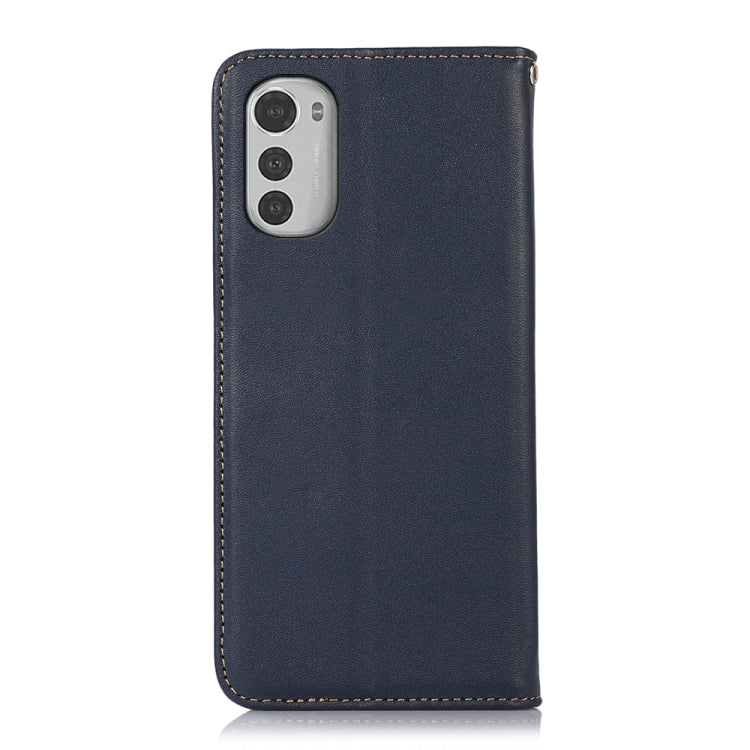 For Motorola Moto E32 4G KHAZNEH Nappa Top Layer Cowhide Leather Phone Case(Blue) - Motorola Cases by buy2fix | Online Shopping UK | buy2fix