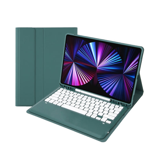 C12B Detachable Pen Slot Bluetooth Keyboard Leather Tablet Case For iPad Air 13 2025 / 2024 / Pro 12.9 inch 2021/2020/2018(Dark Green) - For iPad Pro by buy2fix | Online Shopping UK | buy2fix