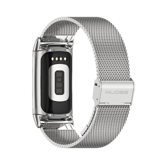 For Fitbit Charge 5 / Charge 6 Mijobs Milan Buckle Stainless Steel Metal Watch Band(Silver) - Watch Bands by MIJOBS | Online Shopping UK | buy2fix