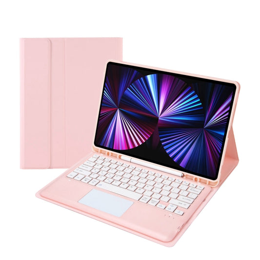 T12B-A Detachable Touch Pad Bluetooth Keyboard Leather Tablet Case For iPad Air 13 2025 / 2024 / Pro 12.9 inch 2021/2020/2018(Pink) - For iPad Pro by buy2fix | Online Shopping UK | buy2fix