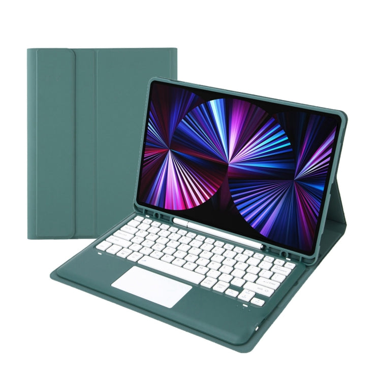 T12B-A Detachable Touch Pad Bluetooth Keyboard Leather Tablet Case For iPad Air 13 2025 / 2024 / Pro 12.9 inch 2021/2020/2018(Dark Green) - For iPad Pro by buy2fix | Online Shopping UK | buy2fix