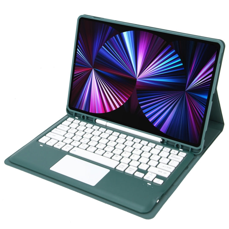 T12B-A Detachable Touch Pad Bluetooth Keyboard Leather Tablet Case For iPad Air 13 2025 / 2024 / Pro 12.9 inch 2021/2020/2018(Dark Green) - For iPad Pro by buy2fix | Online Shopping UK | buy2fix