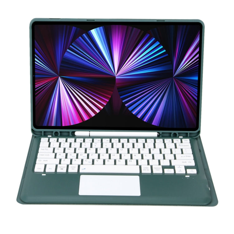 T12B-A Detachable Touch Pad Bluetooth Keyboard Leather Tablet Case For iPad Air 13 2025 / 2024 / Pro 12.9 inch 2021/2020/2018(Dark Green) - For iPad Pro by buy2fix | Online Shopping UK | buy2fix