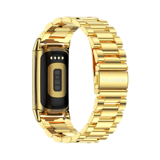 For Fitbit Charge 5 / Charge 6 Mijobs Stainless Steel Metal Watch Band(Gold)