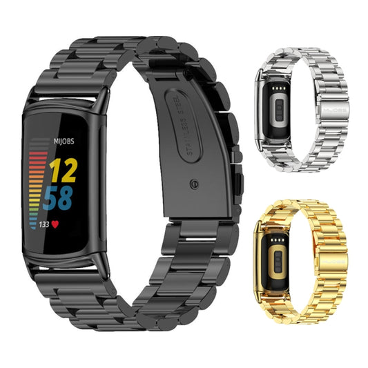 For Fitbit Charge 5 / Charge 6 Mijobs Stainless Steel Metal Watch Band(Gold) - Watch Bands by MIJOBS | Online Shopping UK | buy2fix