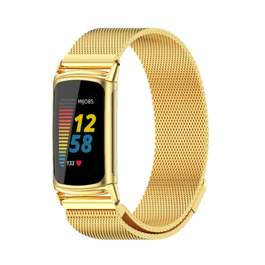For Fitbit Charge 5 / Charge 6 Mijobs Magnetic Metal Watch Band(Gold) - Watch Bands by MIJOBS | Online Shopping UK | buy2fix