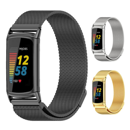 For Fitbit Charge 5 / Charge 6 Mijobs Magnetic Metal Watch Band(Black) - Watch Bands by MIJOBS | Online Shopping UK | buy2fix