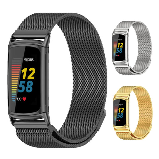 For Fitbit Charge 5 / Charge 6 Mijobs Magnetic Metal Watch Band(Silver) - Watch Bands by MIJOBS | Online Shopping UK | buy2fix