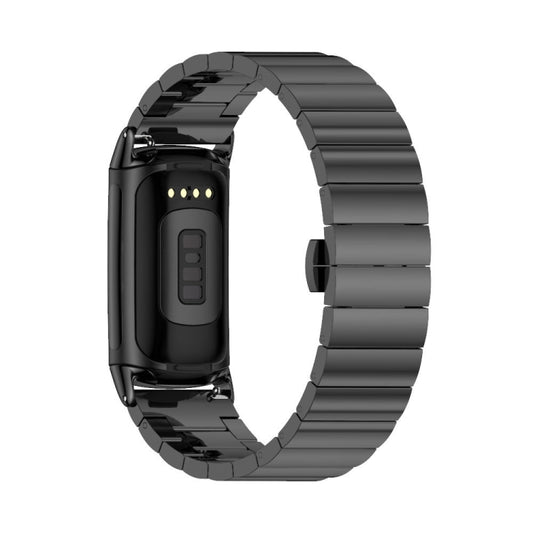 For Fitbit Charge 5 / Charge 6 Mijobs Bamboo Stainless Steel Metal Watch Band(Black) - Watch Bands by MIJOBS | Online Shopping UK | buy2fix