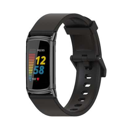 For Fitbit Charge 5 / Charge 6 Mijobs Soft Silicone  Watch Band(Black) - Watch Bands by MIJOBS | Online Shopping UK | buy2fix
