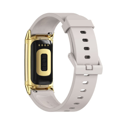 For Fitbit Charge 5 / Charge 6 Mijobs Soft Silicone  Watch Band(Grey+Gold) - Watch Bands by MIJOBS | Online Shopping UK | buy2fix