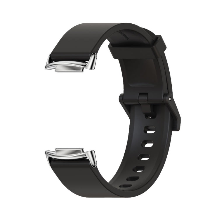For Fitbit Charge 5 / Charge 6 Mijobs Soft Silicone  Watch Band(Black+Silver) - Watch Bands by MIJOBS | Online Shopping UK | buy2fix