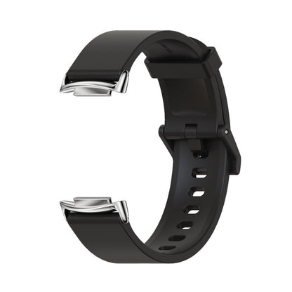For Fitbit Charge 5 / Charge 6 Mijobs Soft Silicone  Watch Band(Black+Silver) - Watch Bands by MIJOBS | Online Shopping UK | buy2fix