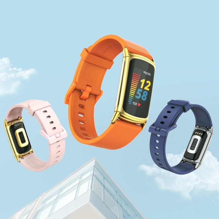 For Fitbit Charge 5 / Charge 6 Mijobs Soft Silicone  Watch Band(Black) - Watch Bands by MIJOBS | Online Shopping UK | buy2fix