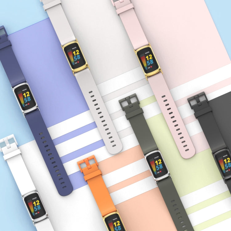 For Fitbit Charge 5 / Charge 6 Mijobs Soft Silicone  Watch Band(Pink+Gold) - Watch Bands by MIJOBS | Online Shopping UK | buy2fix
