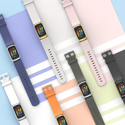 For Fitbit Charge 5 / Charge 6 Mijobs Soft Silicone  Watch Band(Pink+Gold) - Watch Bands by MIJOBS | Online Shopping UK | buy2fix