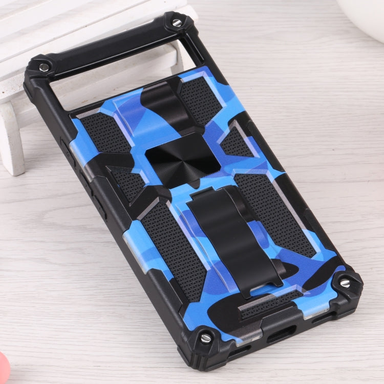 For Google Pixel 6a Camouflage Armor TPU + PC Magnetic Holder Phone Case(Dark Blue) by buy2fix