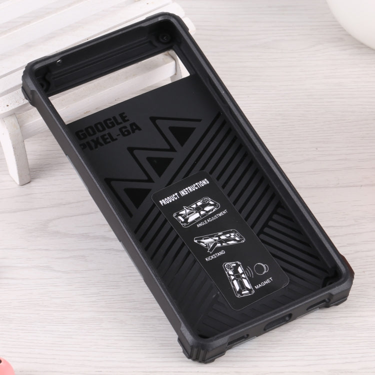 For Google Pixel 6a Camouflage Armor TPU + PC Magnetic Holder Phone Case(Dark Blue) by buy2fix