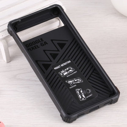 For Google Pixel 6a Camouflage Armor TPU + PC Magnetic Holder Phone Case(Dark Blue) by buy2fix