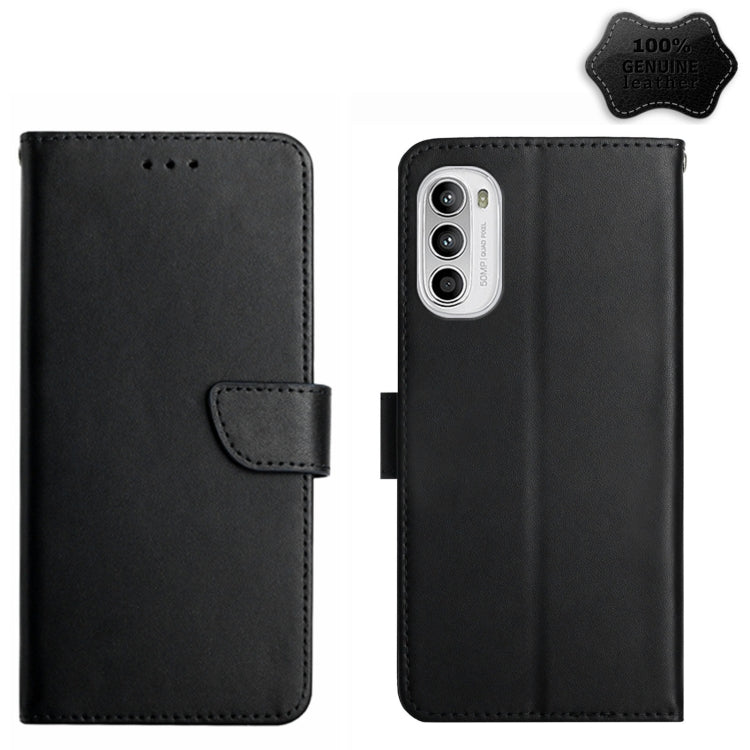 For Motorola Moto G82 Genuine Leather Fingerprint-proof Horizontal Flip Phone Case(Black) - Motorola Cases by buy2fix | Online Shopping UK | buy2fix
