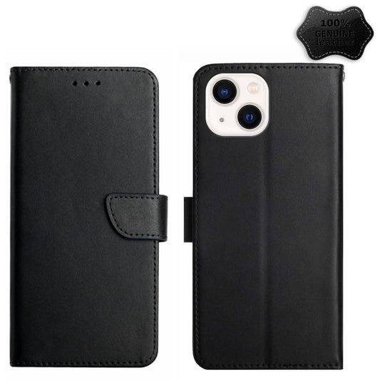 For iPhone 14 Genuine Leather Fingerprint-proof Horizontal Flip Phone Case (Black) - iPhone 14 Cases by buy2fix | Online Shopping UK | buy2fix