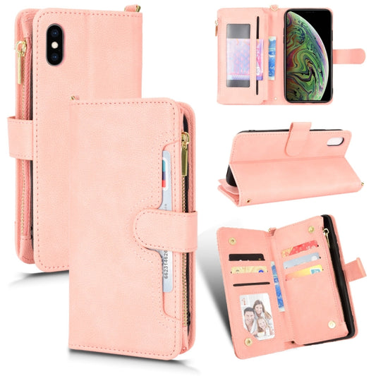 For iPhone X / XS Litchi Texture Zipper Leather Phone Case(Pink) - More iPhone Cases by buy2fix | Online Shopping UK | buy2fix