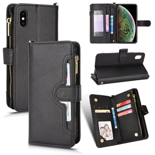 For iPhone X / XS Litchi Texture Zipper Leather Phone Case(Black) - More iPhone Cases by buy2fix | Online Shopping UK | buy2fix