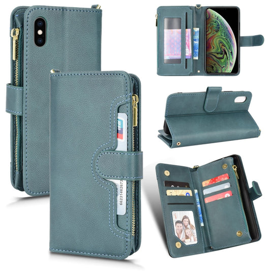 For iPhone X / XS Litchi Texture Zipper Leather Phone Case(Green) - More iPhone Cases by buy2fix | Online Shopping UK | buy2fix