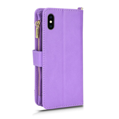 For iPhone X / XS Litchi Texture Zipper Leather Phone Case(Purple) - More iPhone Cases by buy2fix | Online Shopping UK | buy2fix