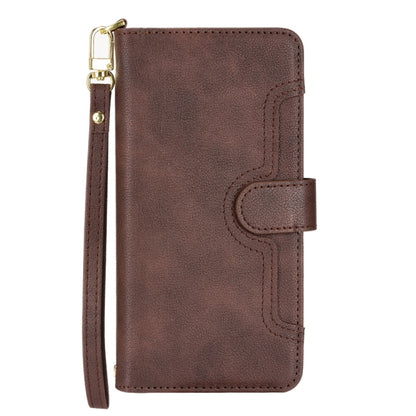 For iPhone X / XS Litchi Texture Zipper Leather Phone Case(Brown) - More iPhone Cases by buy2fix | Online Shopping UK | buy2fix