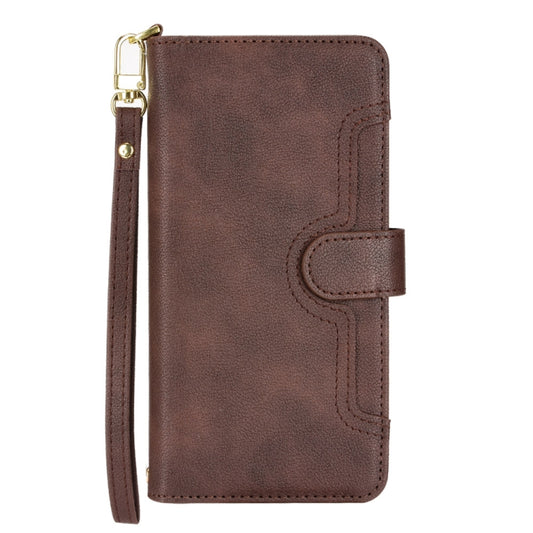 For iPhone X / XS Litchi Texture Zipper Leather Phone Case(Brown) - More iPhone Cases by buy2fix | Online Shopping UK | buy2fix